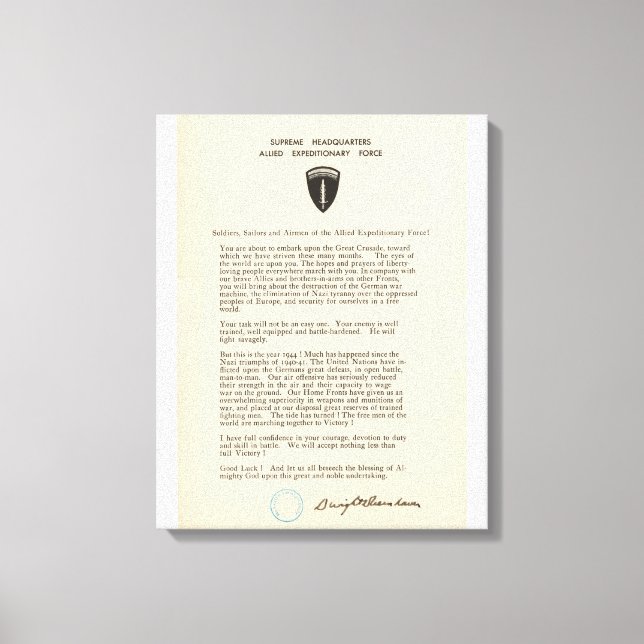 Dwight D. Eisenhower's Order of the Day (1944) Canvastryck (Framsida)