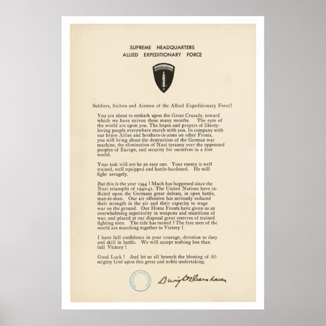 Dwight D. Eisenhower's Order of the Day (1944) Poster (Framsidan)
