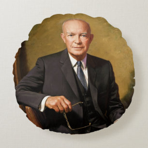 Dwight Eisenhower Amerikansk Presidentporträtt Rund Kudde