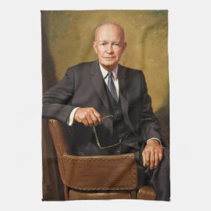 Dwight Eisenhower President Vit Hustet Porträtt Kökshandduk