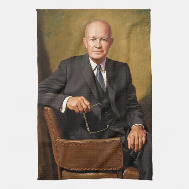 Dwight Eisenhower President Vit Hustet Porträtt Kökshandduk (Vertikal)