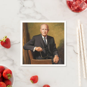 Dwight Eisenhower President Vit Hustrun Porträtt Pappersservett