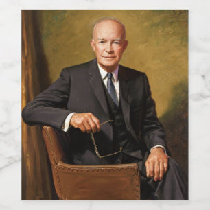 Dwight Eisenhower President Vit Hustrun Porträtt Vinflaska Etikett