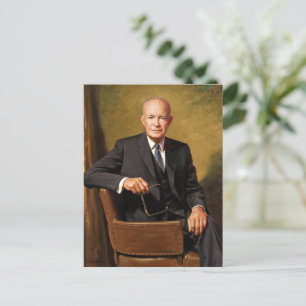 Dwight Eisenhower President Vit Hustrun Porträtt Vykort