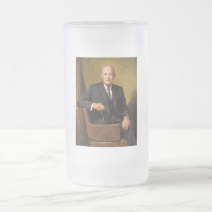 Dwight Eisenhower President Vitahus Porträtt Frostat Ölglas