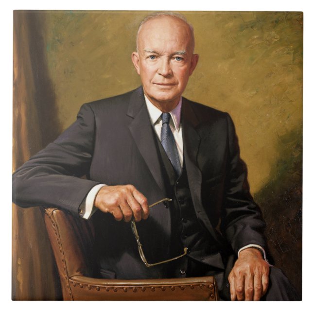 Dwight Eisenhower President White House Porträtt Kakelplatta (Framsidan)