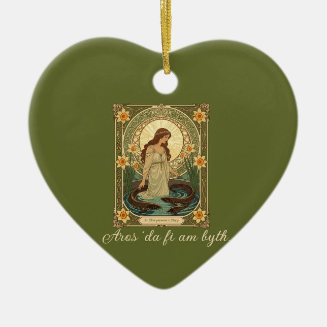 Dwynwen's Well And Sacred Fish Julgransprydnad Keramik (Framsidan)