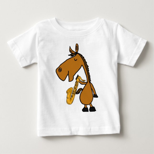DY- Coola Horse and Saxophone Shirt T Shirt (Framsida)