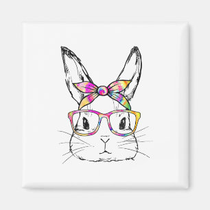 Dy Cute Bunny Ansikte Tie Dye Gles Påsk Day Magnet