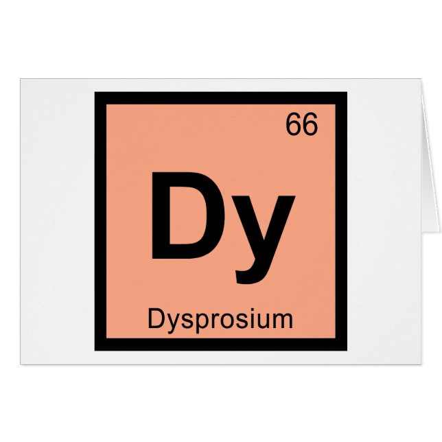 Dy - Dysprosium kemi Periodiska systemet Symbol Hälsningskort (Framsidan Horizontal)
