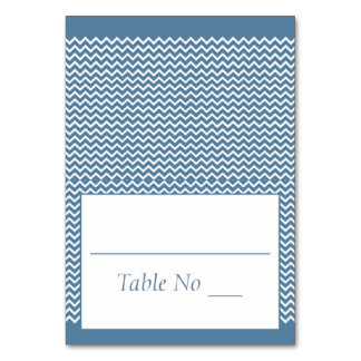 DY Fold Tated Place Cards Chevron Sea Blue Bordsnummer