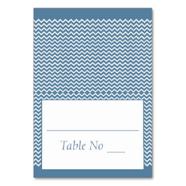 DY Fold Tated Place Cards Chevron Sea Blue Bordsnummer