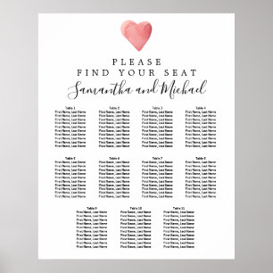 DY Red Heart 11-Bord Bröllop sätesdiagram Poster