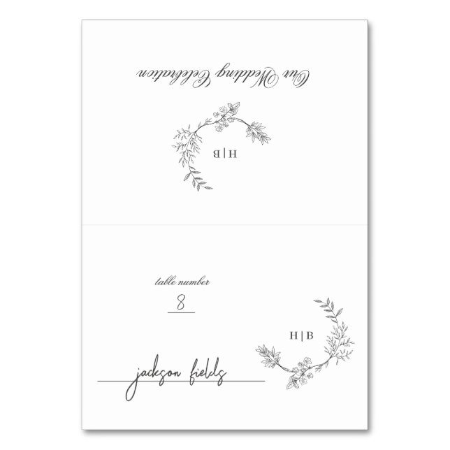 DY Viktad Blommigt Utandningsportet Monogram för u Bordsnummer (Framsidan)