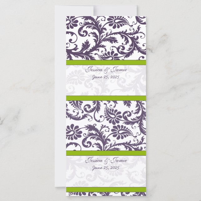 DY Vintage Damask Wedplace-kort (Baksida)