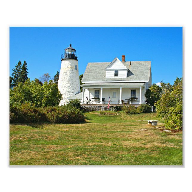Dyce Head Lighthouse, Castine Maine Photo Print Fototryck (Framsidan)