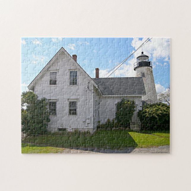 Dyce Head Lighthouse, Maine Jigszle Puzzle Pussel (Horisontell)