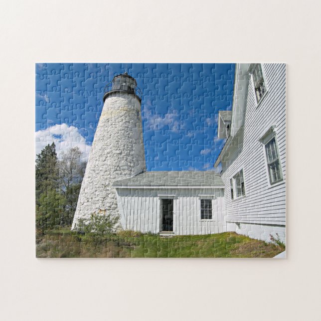 Dyce Head Lighthouse, Maine Jigszle Puzzle Pussel (Horisontell)