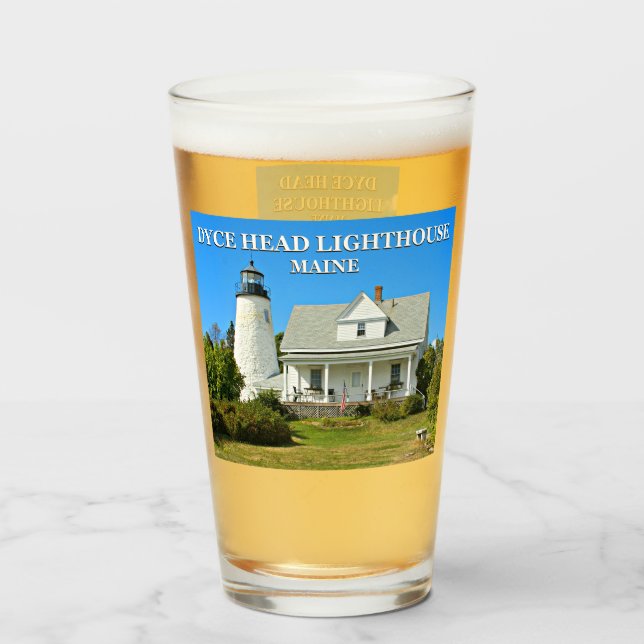 Dyce Head Lighthouse, Maine Pint Glass Glaskopp (Baksida fylld)