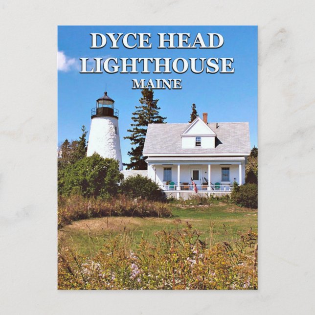 Dyce Head Lighthouse, Maine Postcard Vykort (Framsida)