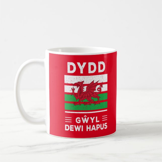 Dydd Gaseyl Dewi Hapus Lycklig St Davids Dag 2 Kaffemugg (Vänster)