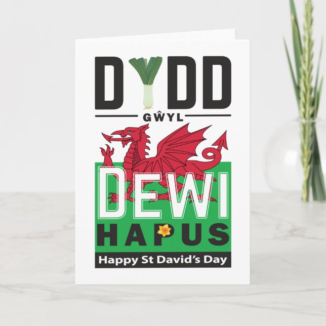 Dydd Gaseyl Dewi Hapus Lycklig St Davids Dag 6 Kort (Framsida)