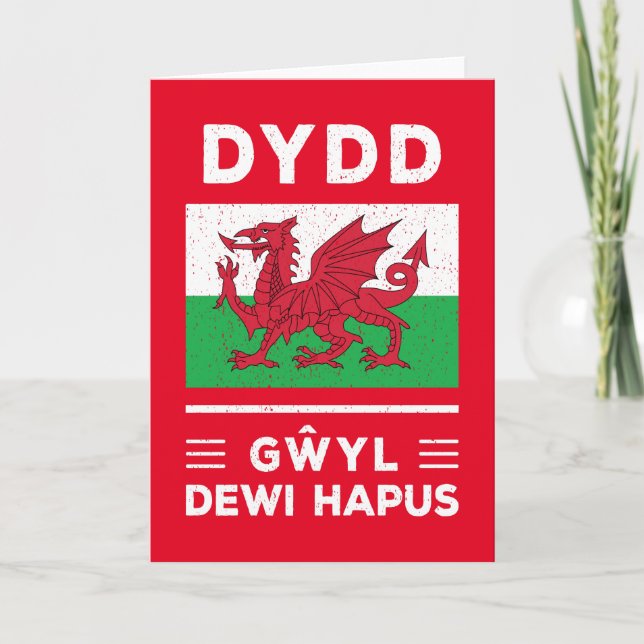 Dydd Gaseyl Dewi Hapus Lycklig St Davids Day 3 Kort (Framsida)