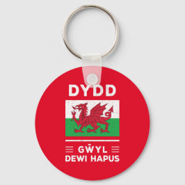 Dydd Gaseyl Dewi Hapus Lycklig St Davids Day 3 Nyckelring