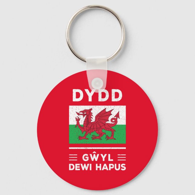 Dydd Gaseyl Dewi Hapus Lycklig St Davids Day 3 Nyckelring (Framsida)