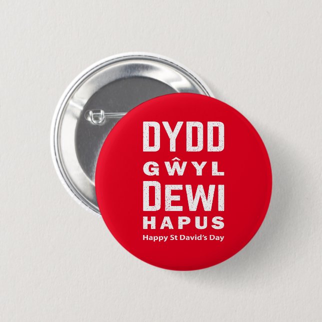 Dydd Gaseyl Dewi Hapus Lycklig St Davids Day 4 Knapp (Framsida & baksida)