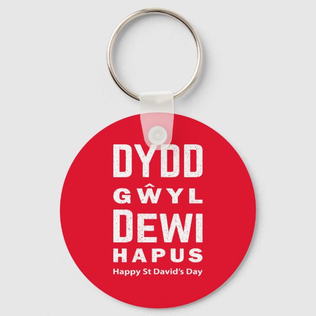 Dydd Gaseyl Dewi Hapus Lycklig St Davids Day 4 Nyckelring (Framsida)