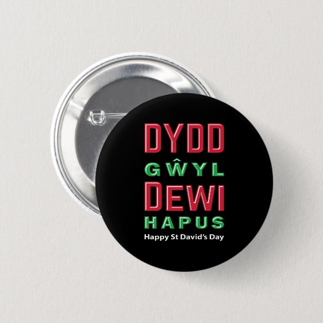 Dydd Gaseyl Dewi Hapus Lycklig St Davids Day 5 Knapp (Framsida & baksida)