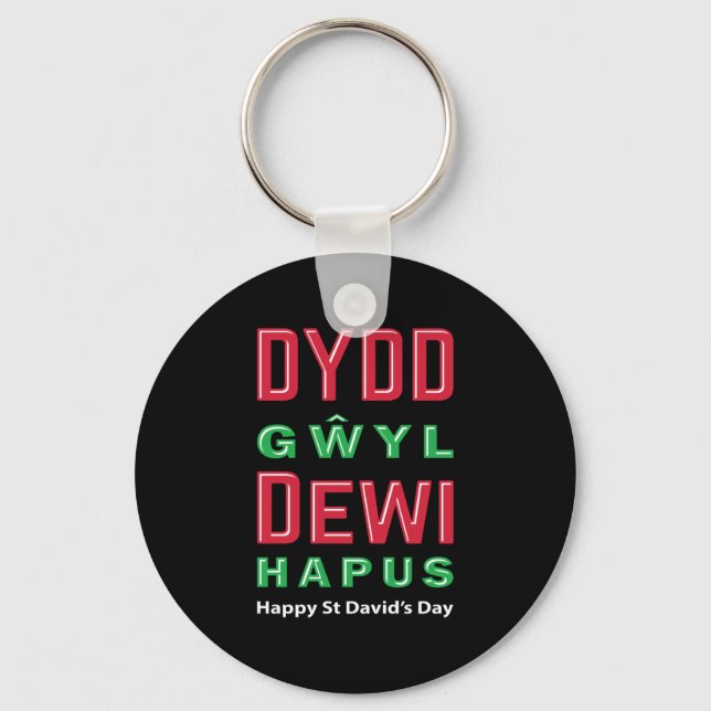 Dydd Gaseyl Dewi Hapus Lycklig St Davids Day 5 Nyckelring (Framsida)
