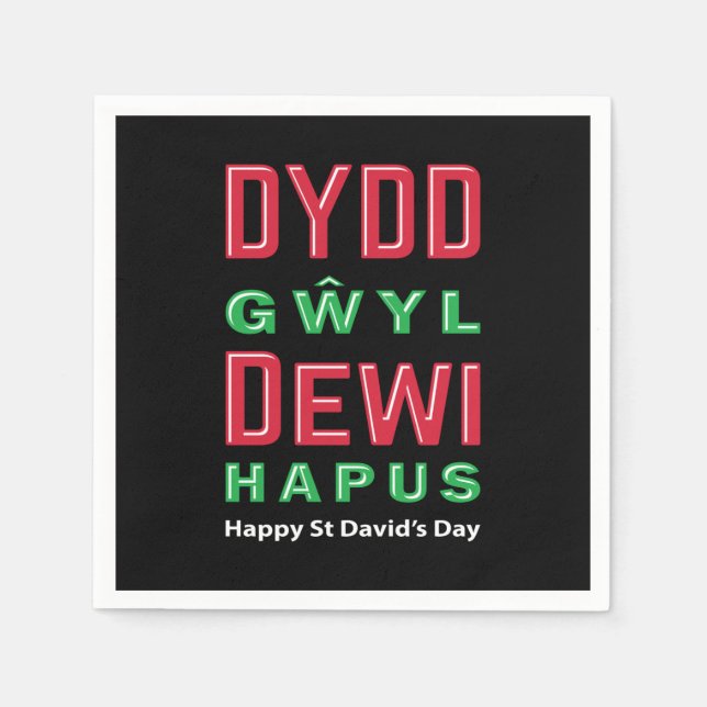 Dydd Gaseyl Dewi Hapus Lycklig St Davids Day 5 Pappersservett (Framsidan)
