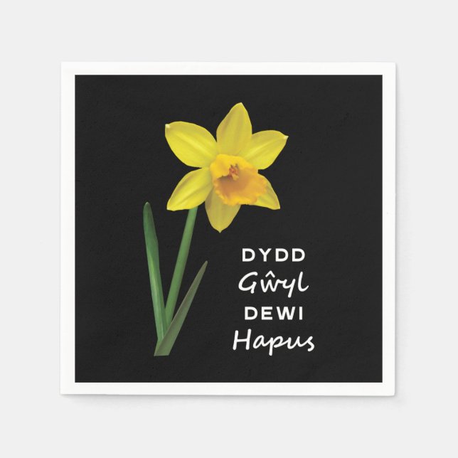 Dydd GEMEyl Dewi Hapus Lycklig St David's Day Pappersservett (Framsidan)