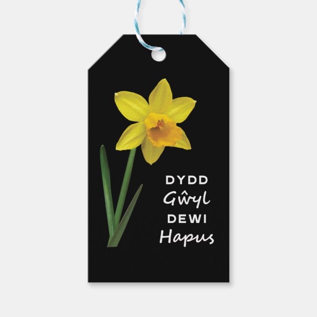 Dydd GEMEyl Dewi Hapus Lycklig St David's Day Presentetikett (Framsidan)