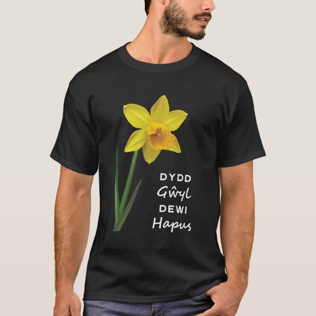 Dydd GEMEyl Dewi Hapus Lycklig St David's Day T Shirt (Framsida)