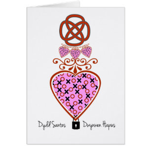 Dydd Santes Dwynwen, XOXO Heart with Celtic Knot Hälsningskort