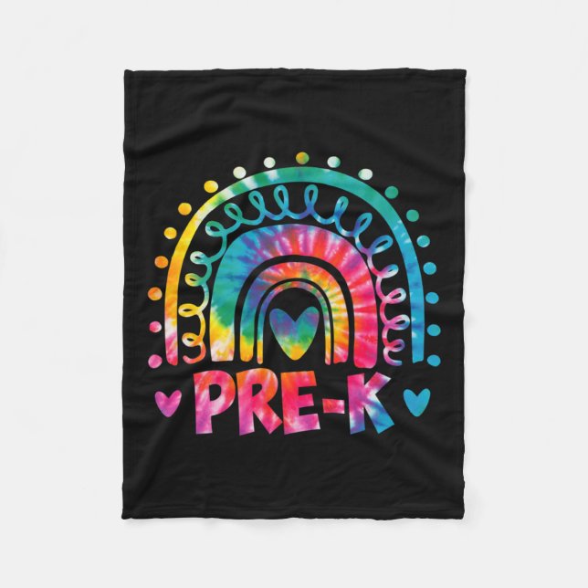 Dye Prek Teacher Rainbow Preschool Back to school Fleecefilt (Framsidan)