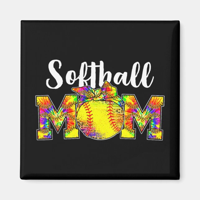 Dye Softball Mamma Tee Softball Game Day Vibes Mot Magnet (Framsidan)