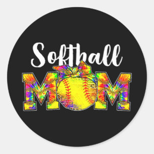 Dye Softball Mamma Tee Softball Game Day Vibes Mot Runt Klistermärke