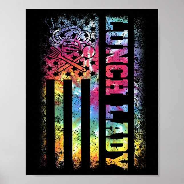 Dye US Flagga Lunch Dam Back to school Poster (Framsidan)