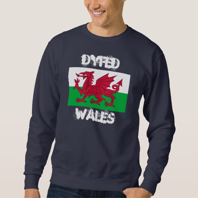 Dyfeed, Wales med Welsh flagga Sweatshirt (Framsida)