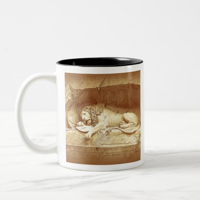 Dying Lion of Luzern - Löwendenkmal Två-Tonad Mugg (Vänster)