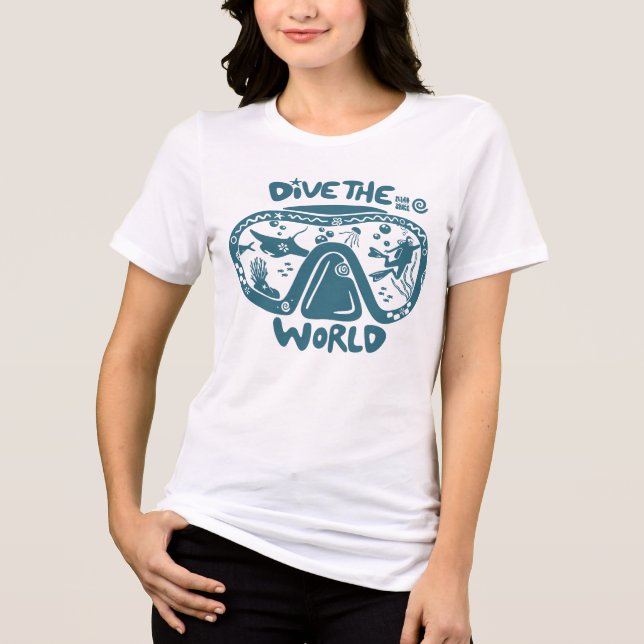 Dyk i världen vintage-dykarmask t shirt (Framsida)
