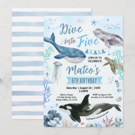 Dyk in i Fem 5-års födelsedagsfest Watercolor Inbjudningar