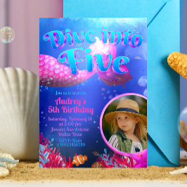 Dyk in i fem - Havfrue med foto  Inbjudningar