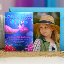 Dyk in i fem - Havfrue med fotolandskap Inbjudningar