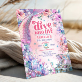 Dyk in i Five Flower Glitter Mermaid Tail  Inbjudningar