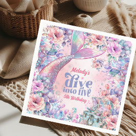 Dyk in i Five Flower Glitter Mermaid Tail  Pappersservett